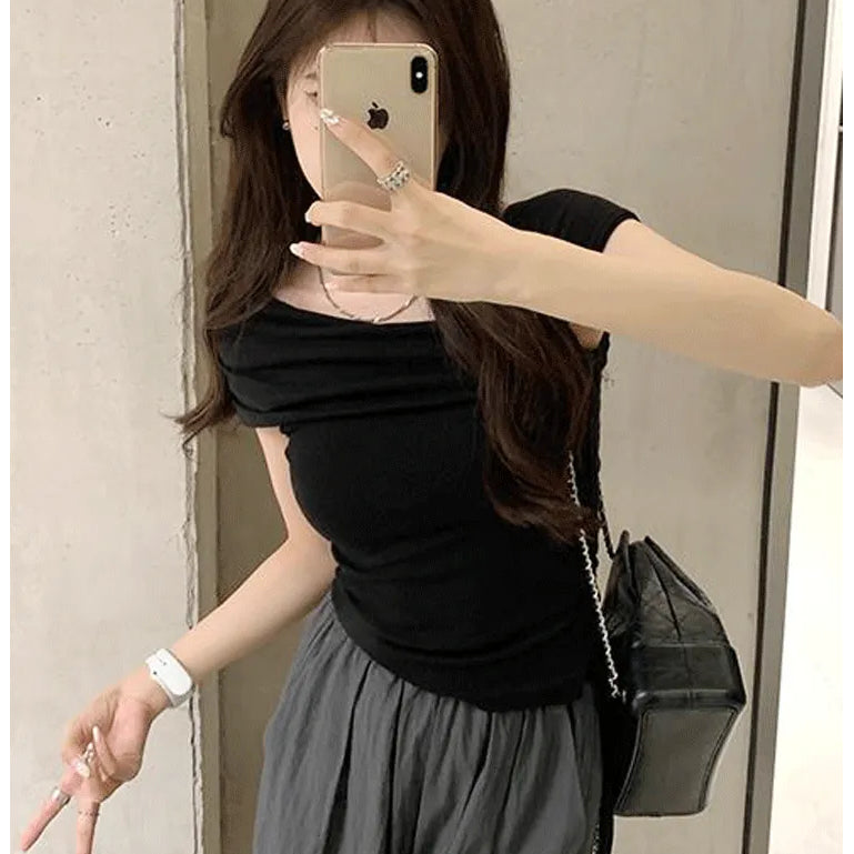Women's Ruffled Off-Shoulder Crop Top