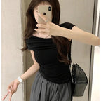 Women's Ruffled Off-Shoulder Crop Top