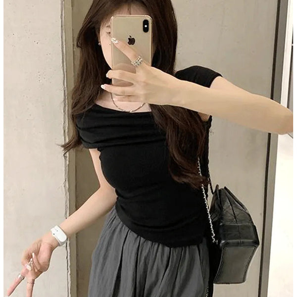 Muuv-It Off-Shoulder Ruffled Crop Top