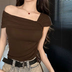 Women's Ruffled Off-Shoulder Crop Top
