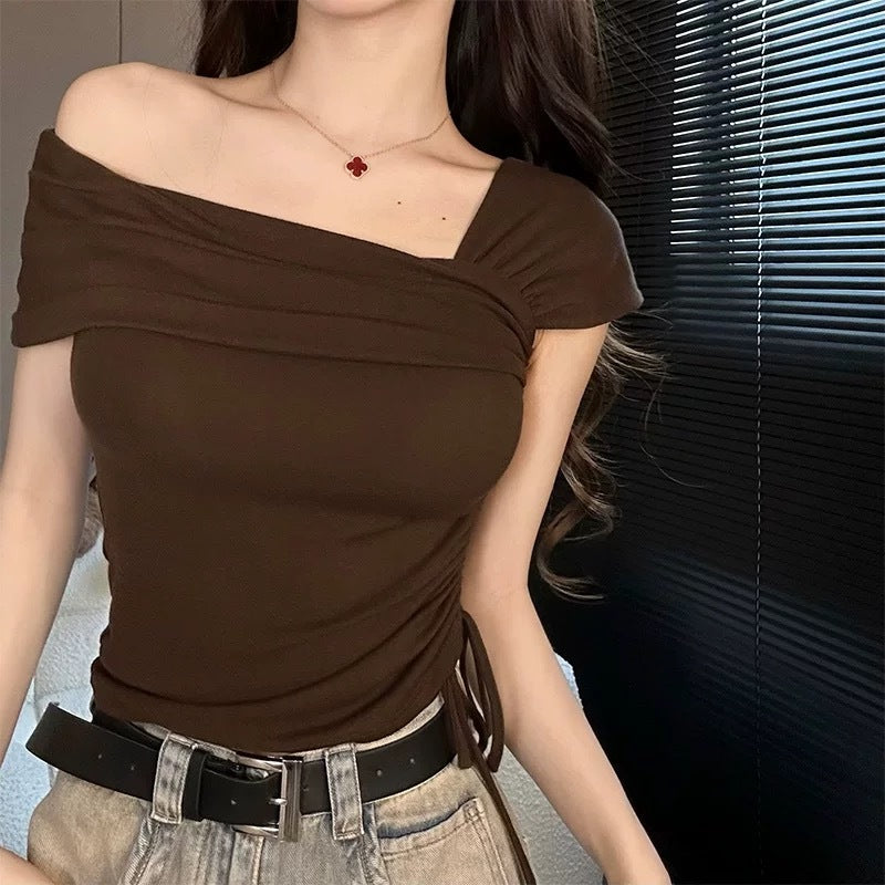 Women's Ruffled Off-Shoulder Crop Top
