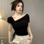 Women's Ruffled Off-Shoulder Crop Top