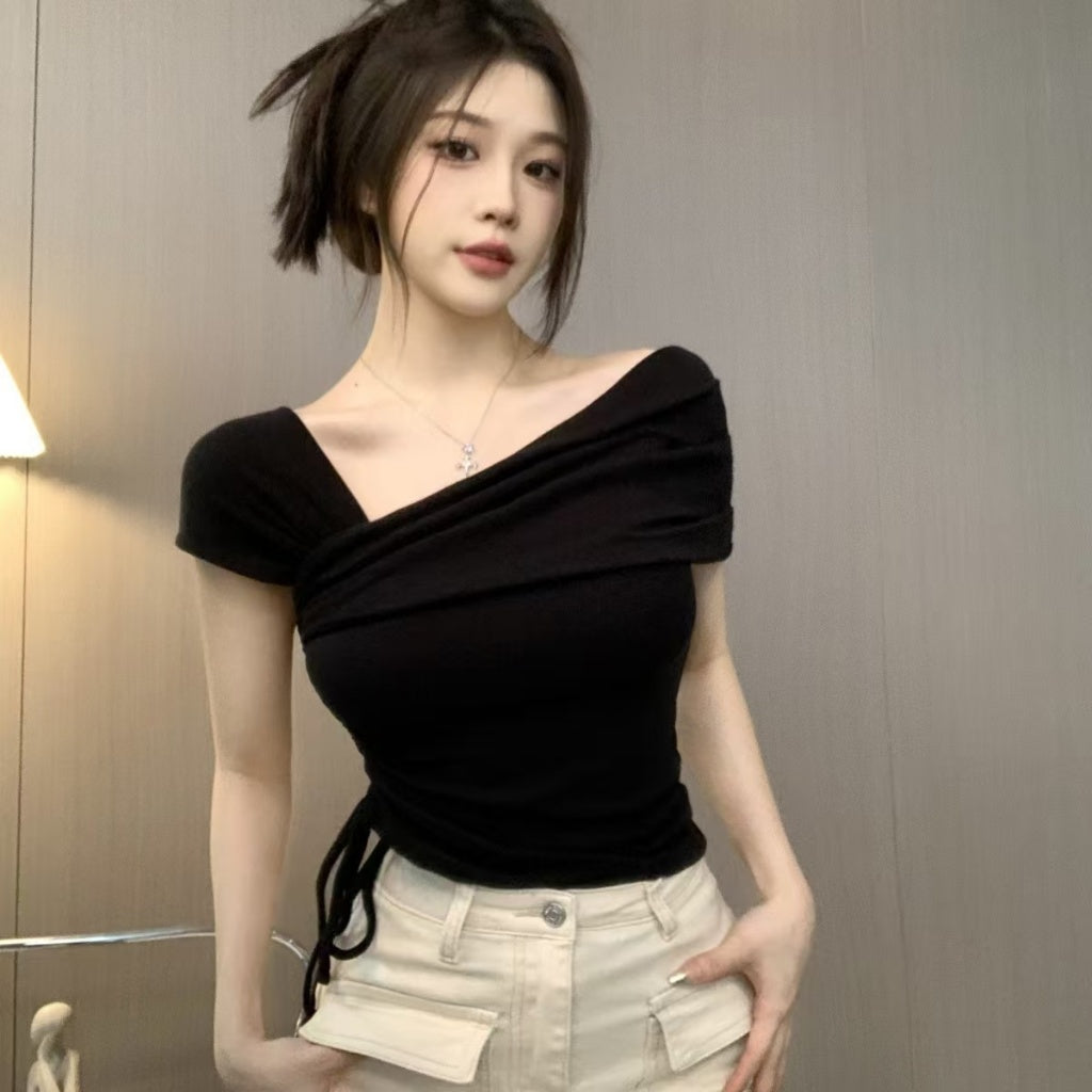 Women's Ruffled Off-Shoulder Crop Top