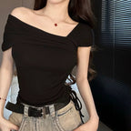 Women's Ruffled Off-Shoulder Crop Top
