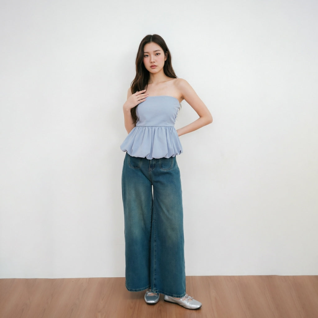Women's Ruched Strapless Tube Top
