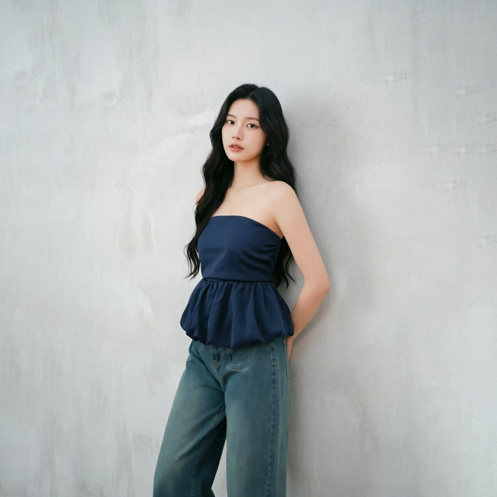 Women's Ruched Strapless Tube Top