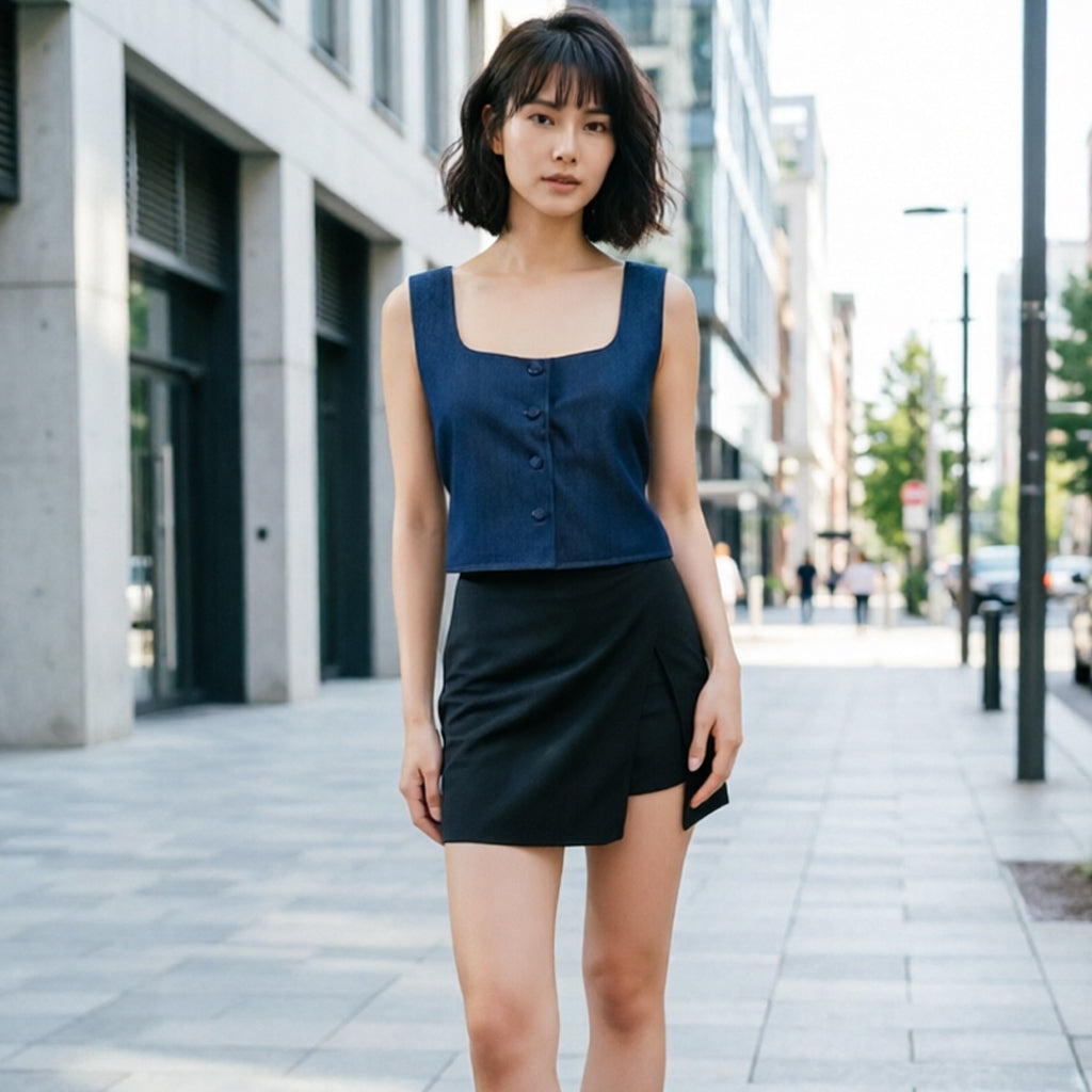 Women's Square-Neck Sleeveless Blouse