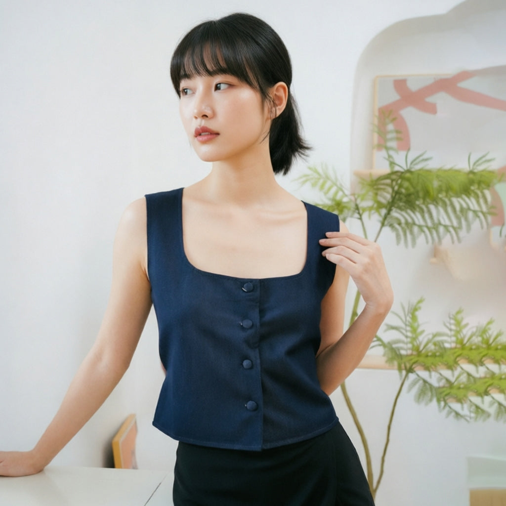 Women's Square-Neck Sleeveless Blouse