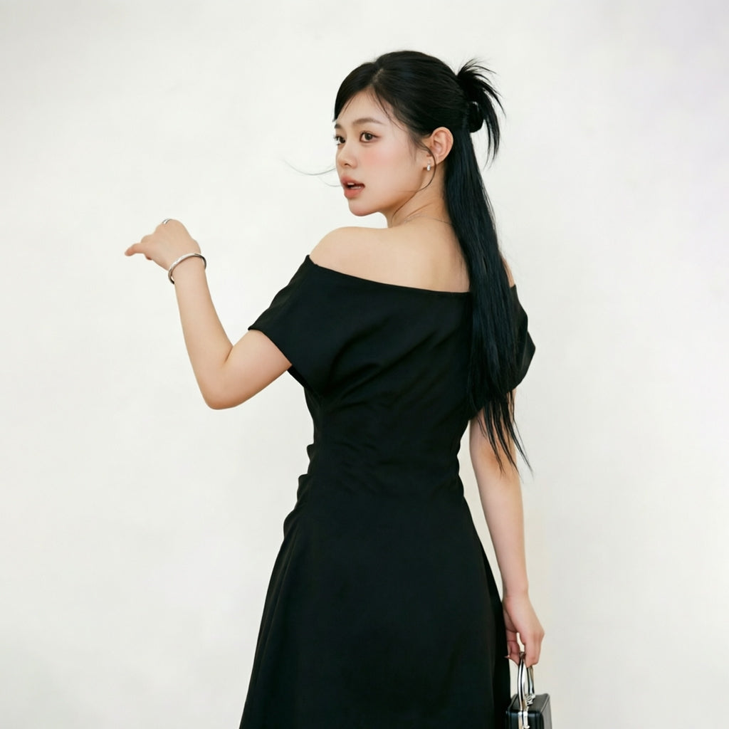 Women's Off-Shoulder Ruched-Waist Mini Dress