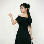 Women's Off-Shoulder Ruched-Waist Mini Dress