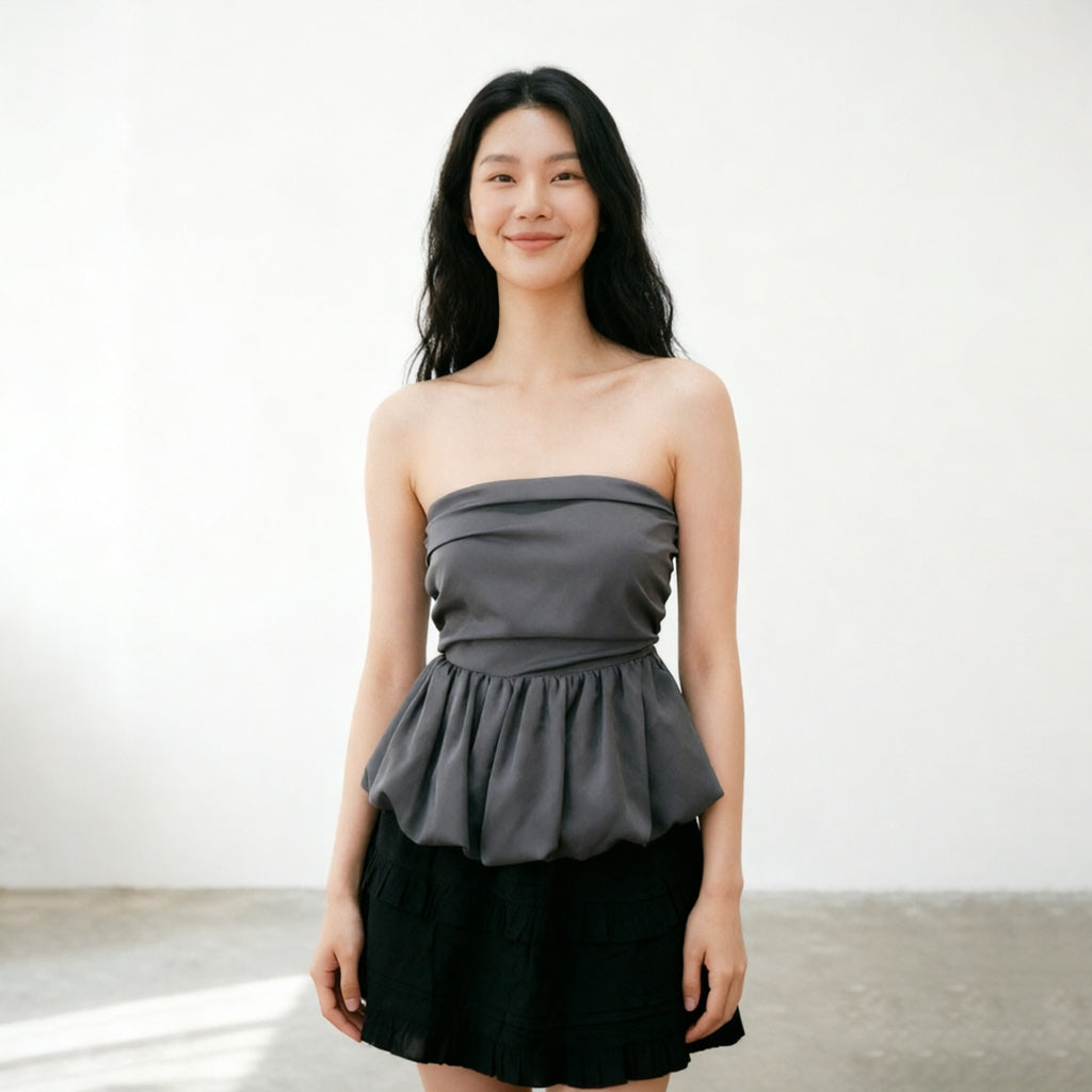 Women's Ruched Strapless Tube Top