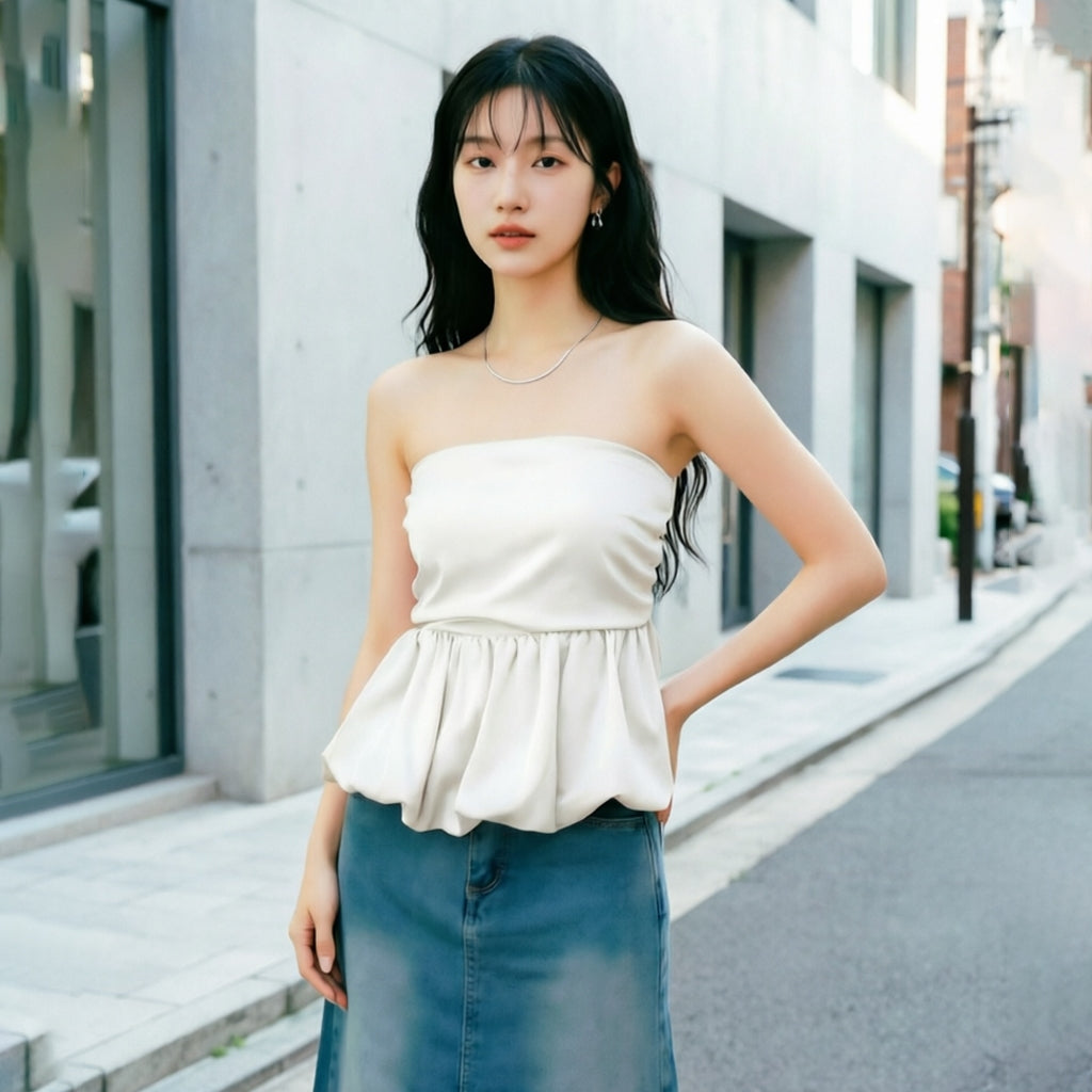 Women's Ruched Strapless Tube Top
