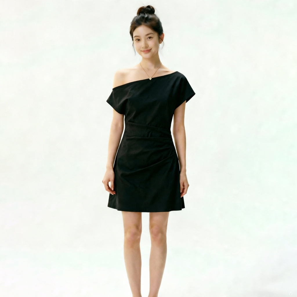 Women's Off-Shoulder Ruched-Waist Mini Dress