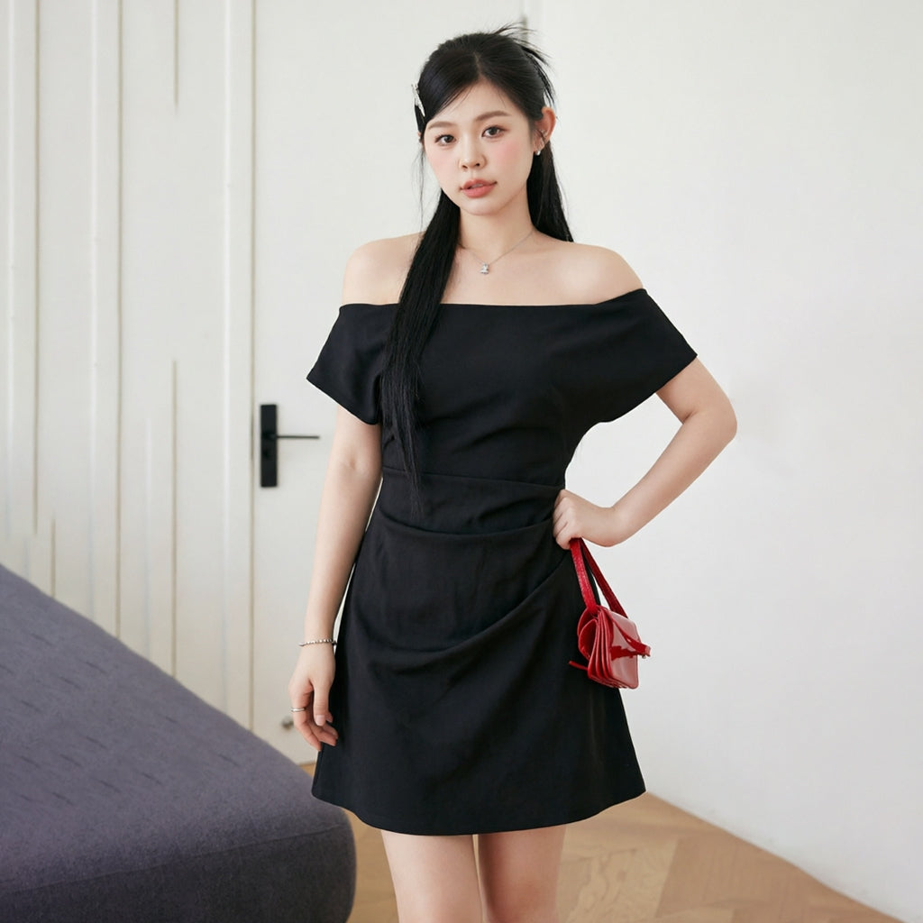 Women's Off-Shoulder Ruched-Waist Mini Dress