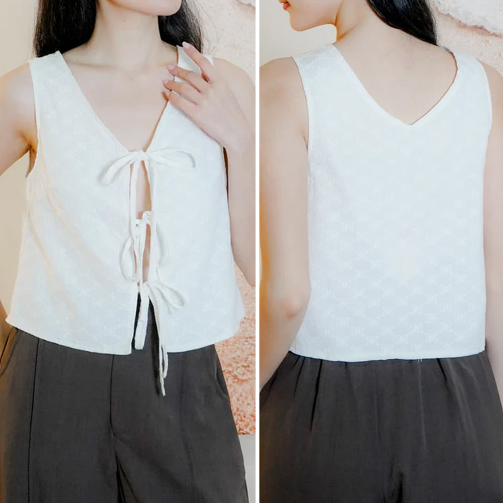 Women's V-Neck Tie-Front Sleeveless Top