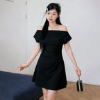 Women's Off-Shoulder Ruched-Waist Mini Dress
