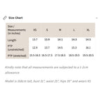 Size chart for Women's Lace Top
