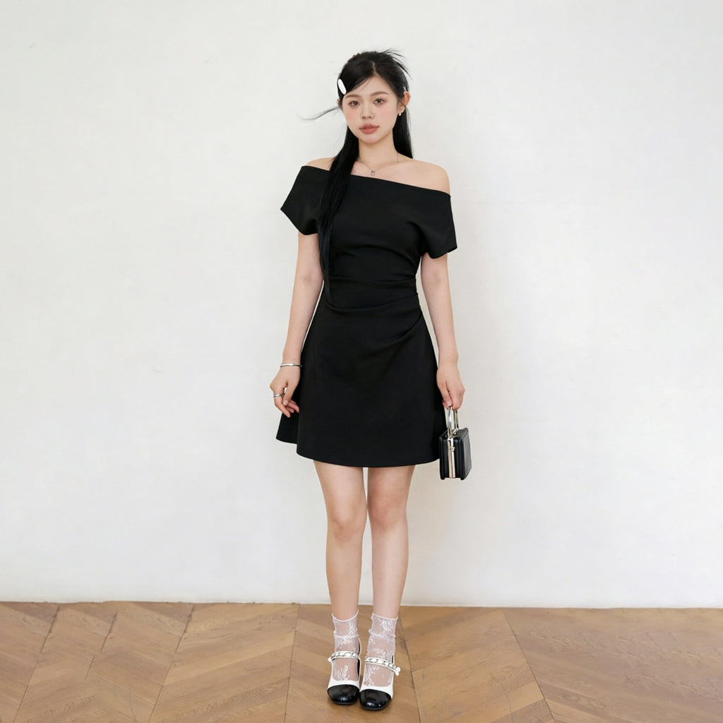 Women's Off-Shoulder Ruched-Waist Mini Dress
