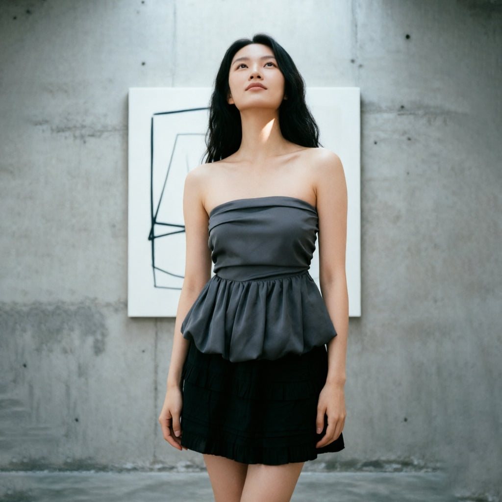 Women's Ruched Strapless Tube Top