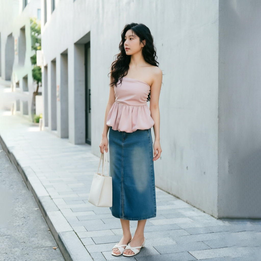 Women's Ruched Strapless Tube Top