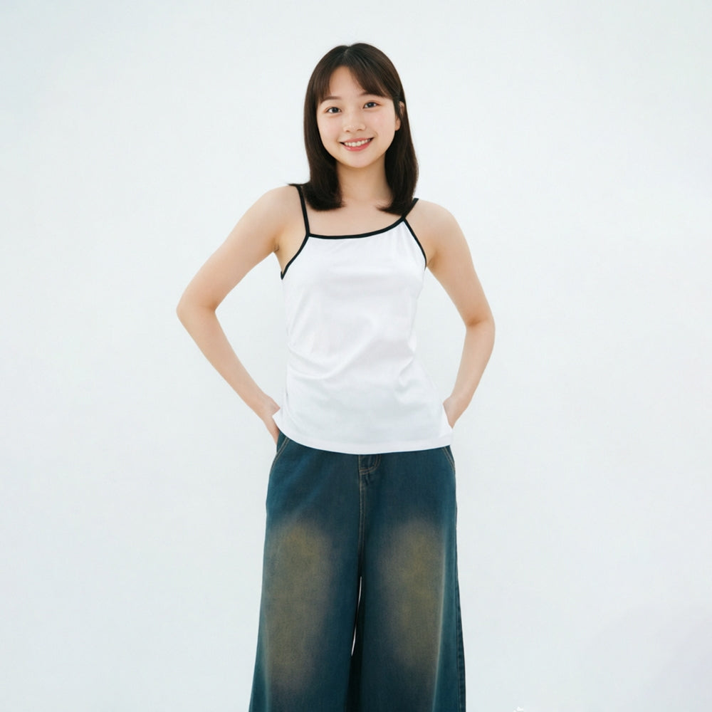 Women's Contrast-Trim Sleeveless Tank Top