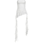 Women's Asymmetric Ruffle Strapless Tube Top