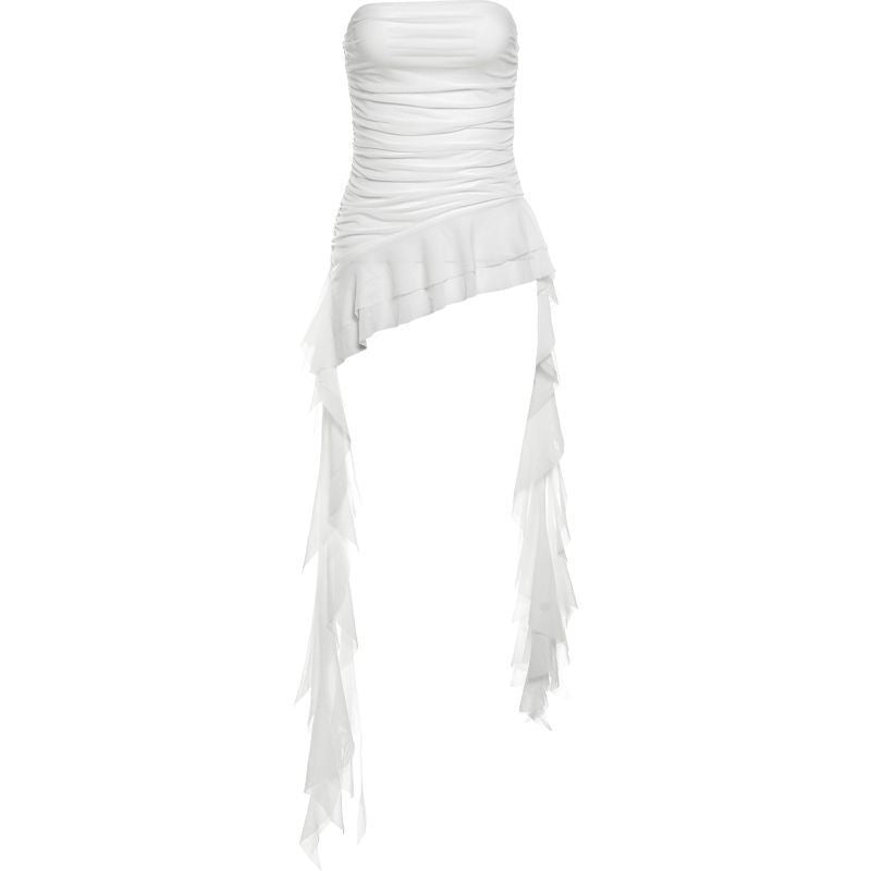 Women's Asymmetric Ruffle Strapless Tube Top