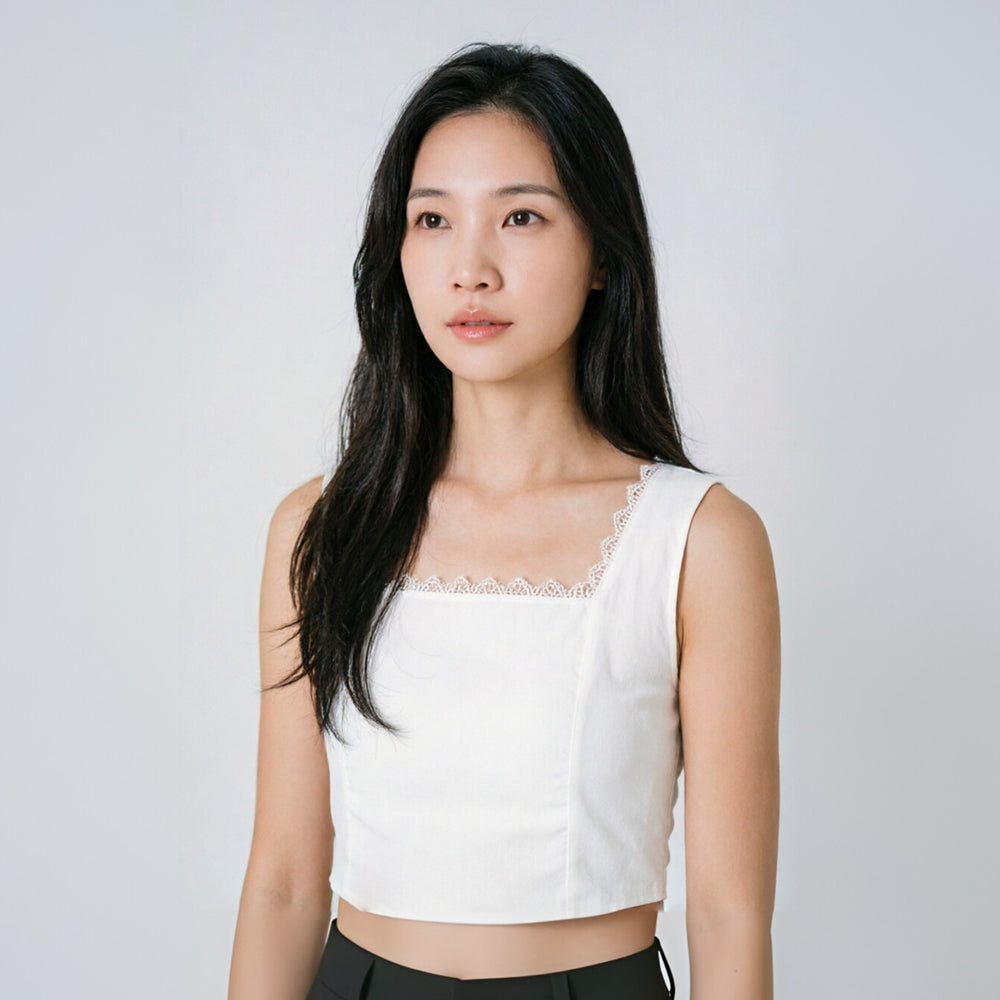 Women's Square-Neck Sleeveless Crop Top