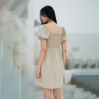 Women's Pleated Puff-sleeve Dress