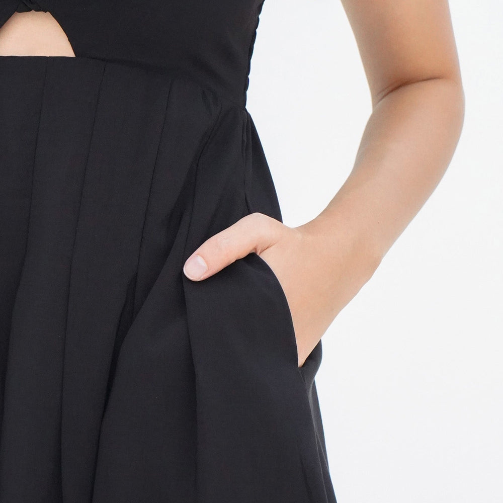 Women's Pleated Puff-sleeve Dress
