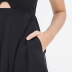 Women's Pleated Puff-sleeve Dress