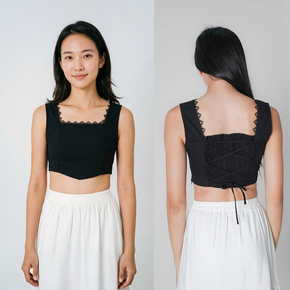 Women's Square-Neck Sleeveless Crop Top