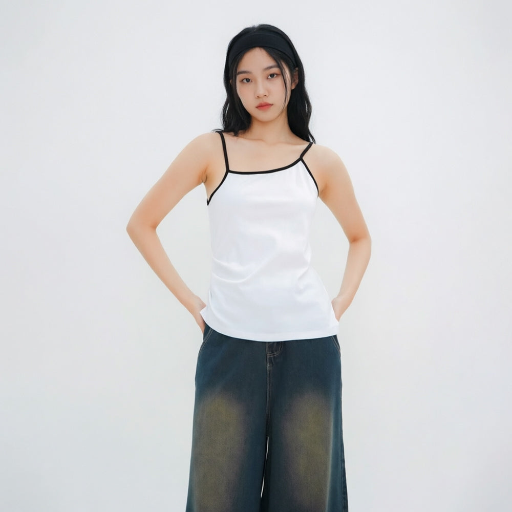 Women's Contrast-Trim Sleeveless Tank Top