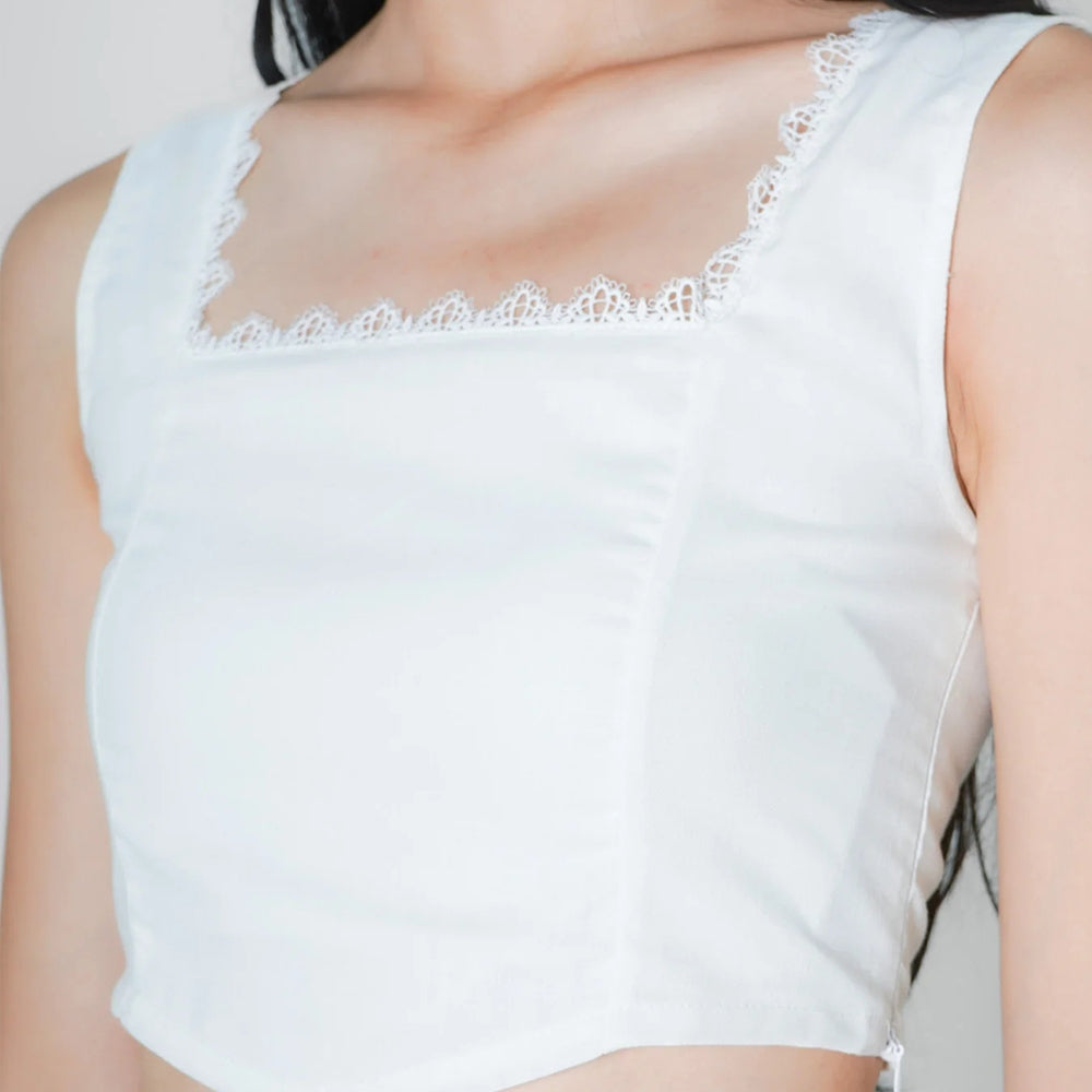 Women's Square-Neck Sleeveless Crop Top