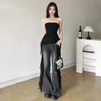 Women's Asymmetric Ruffle Strapless Tube Top