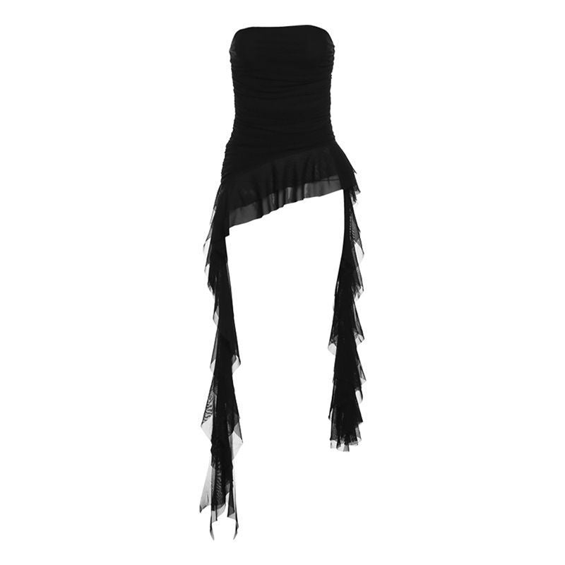 Women's Asymmetric Ruffle Strapless Tube Top