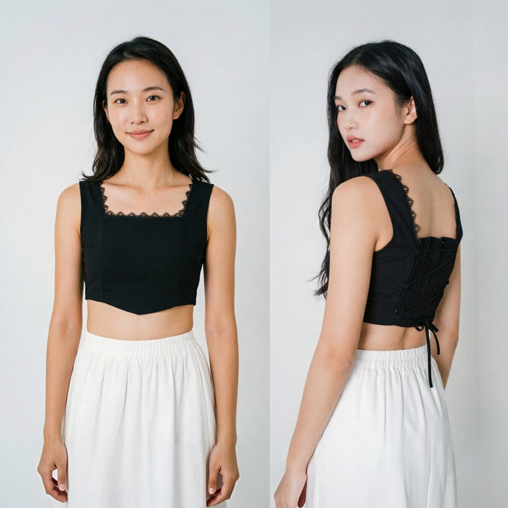 Women's Square-Neck Sleeveless Crop Top