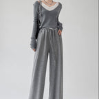 Women's High-Waist Knit Wide-Leg Trousers