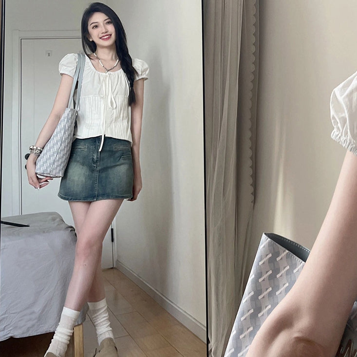Women's Puff-sleeve Short-Sleeve Blouse