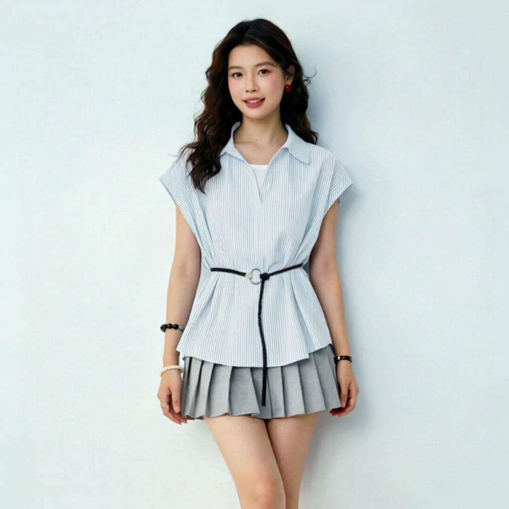Women's V-Neck Striped Shirt