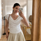 Women's Draped Cowl-Neck Short-Sleeve T-Shirt