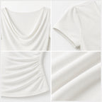 Women's Draped Cowl-Neck Short-Sleeve T-Shirt