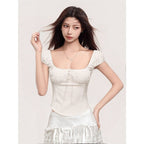 Women's Square-Neck Short-Sleeve Blouse