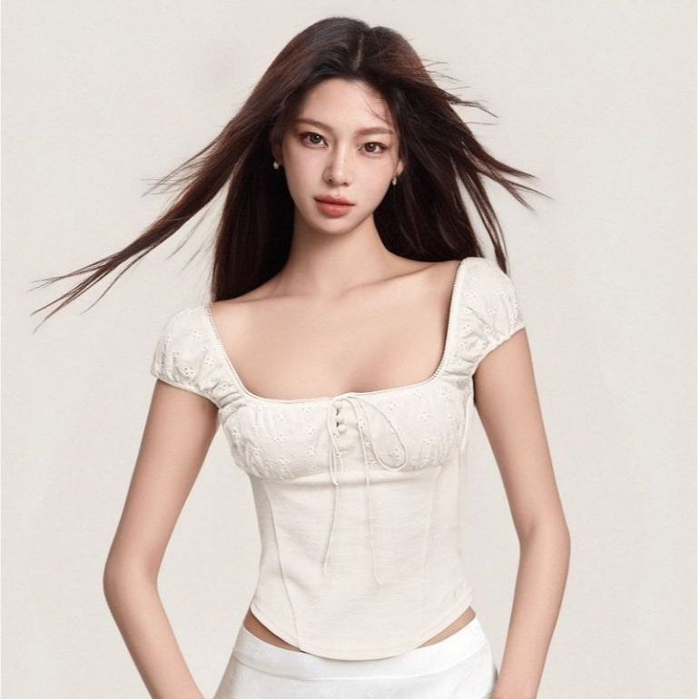 Women's Square-Neck Short-Sleeve Blouse