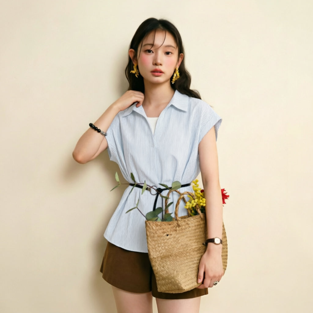 Women's V-Neck Striped Shirt