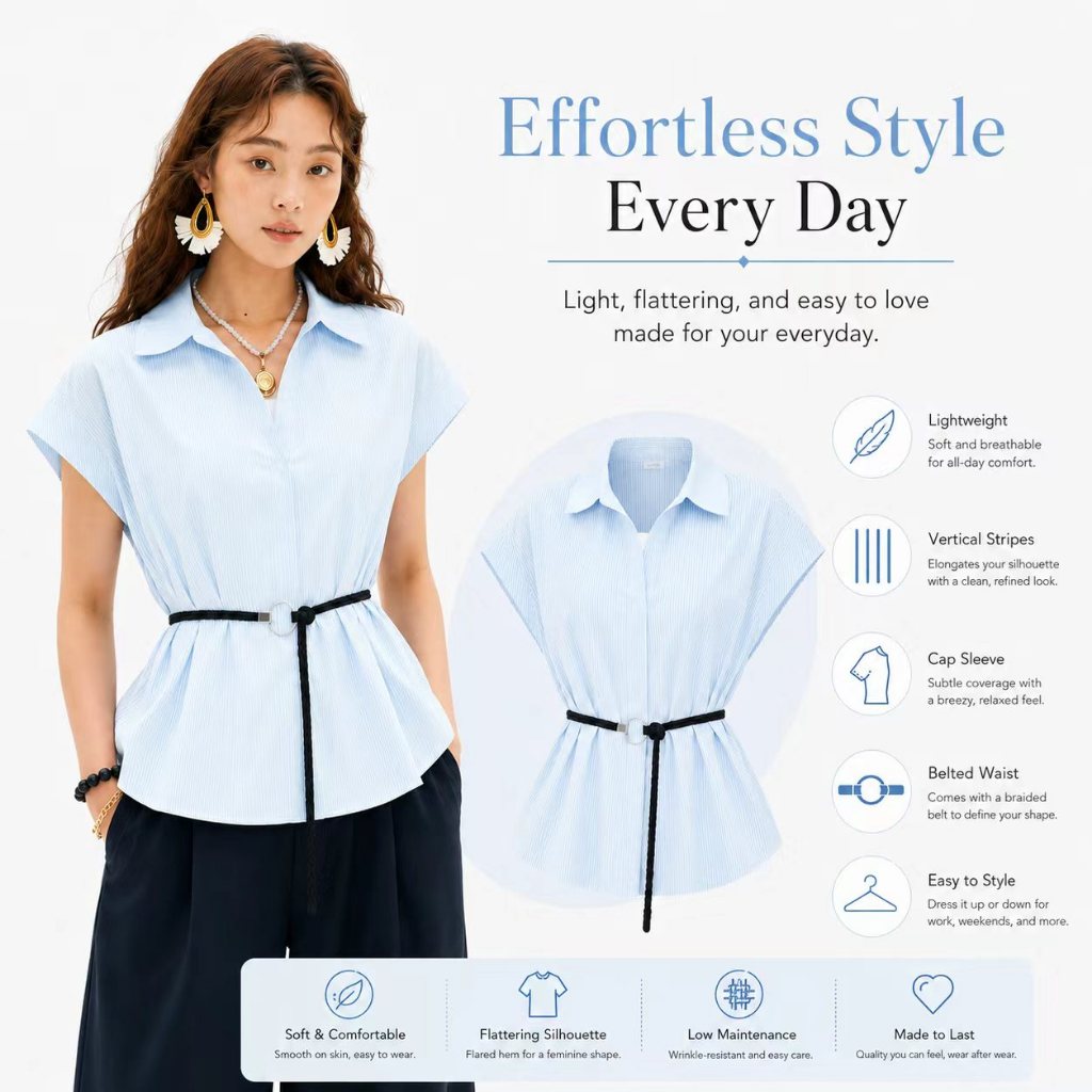Women's V-Neck Striped Shirt