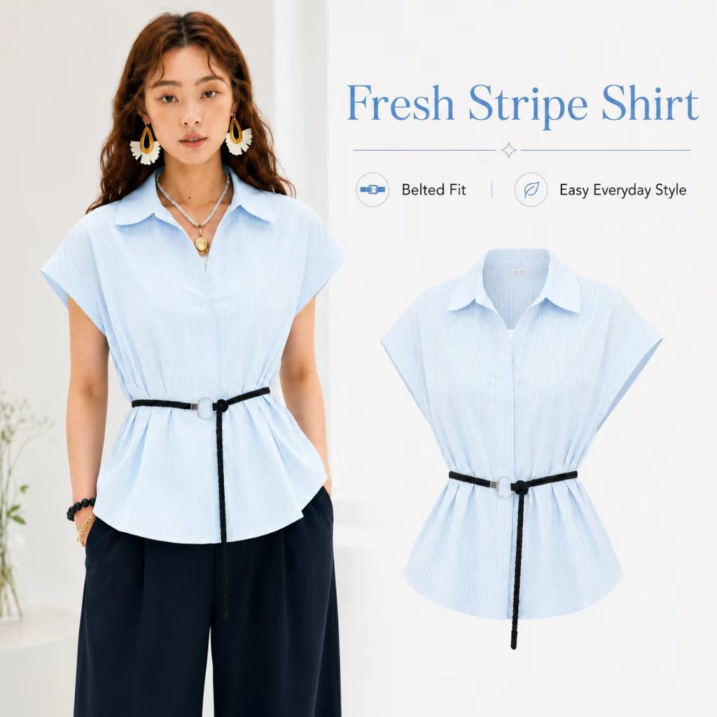 Women's V-Neck Striped Shirt