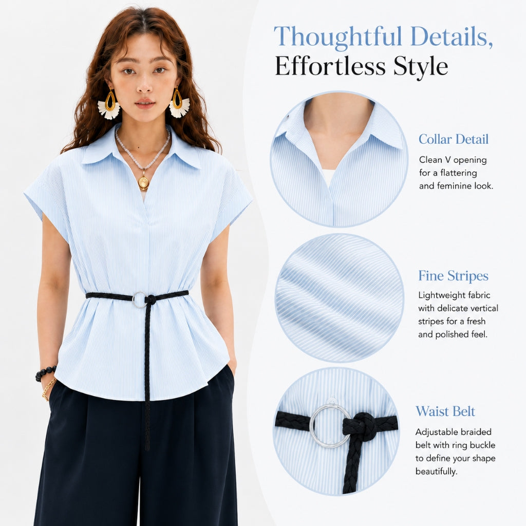 Women's V-Neck Striped Shirt