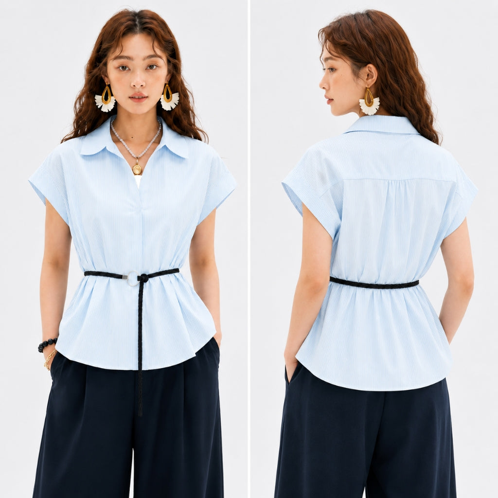 Women's V-Neck Striped Shirt