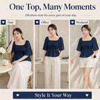 Women's High-Waist Square-Neck Blouse